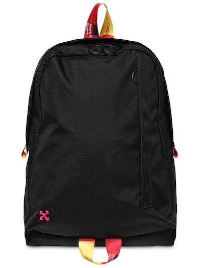 Off-white Easy Nylon Backpack W/ Webbing Straps In Black