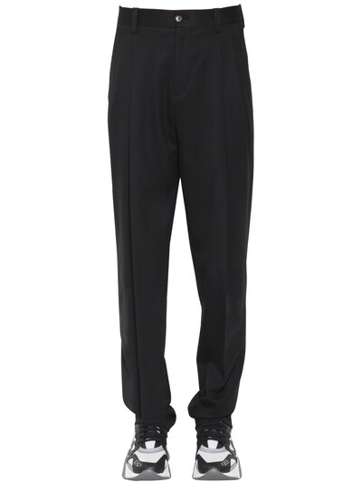 Versace 18cm Pleated Wool Pants In Black