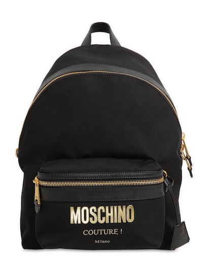 Moschino Medium Couture Logo Nylon Backpack In Black
