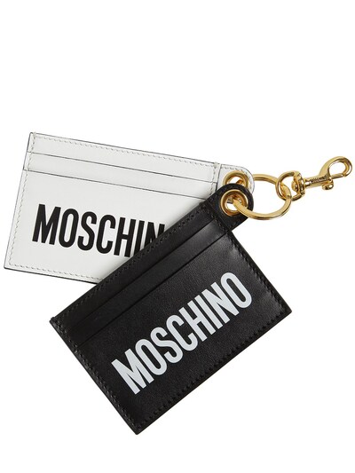 MOSCHINO DOUBLE LOGO PRINT LEATHER CARD HOLDERS,70IL0M030-QTE4ODG1