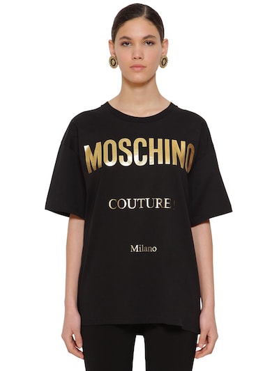 Moschino Oversize printed cotton jersey t shirt Black | Luisaviaroma Moschino Oversize printed cotton jersey t shirt Black | Luisaviaroma