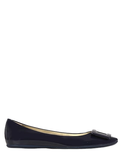 Roger Vivier 10mm Gommette Patent Leather Flats In Navy