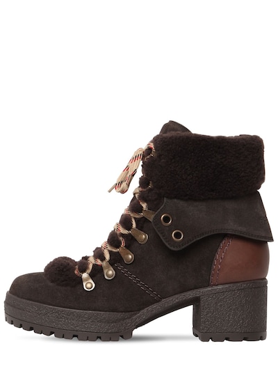 40mm eileen suede \u0026 fur ankle boots 