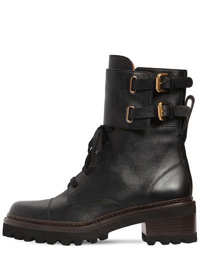 See By Chloé 40mm Mallory Leather Ankle Boots In Black