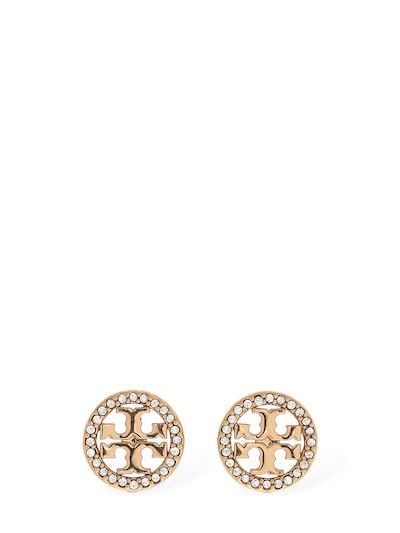 Tory Burch Miller Pavé Crystal Stud Earrings In Gold,crystal
