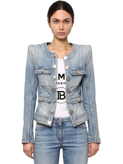 padded shoulder denim jacket