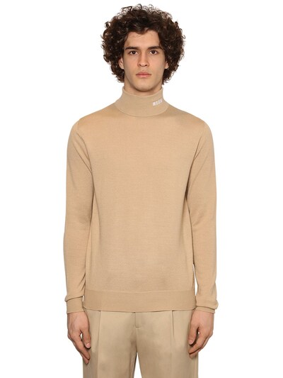 MSGM EMBROIDERED WOOL BLEND KNIT TURTLENECK,70IL6T017-MJM1