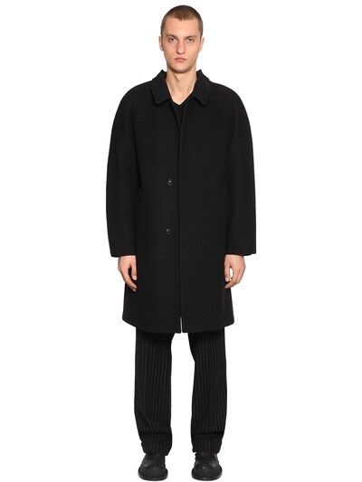 Maison Margiela Oversize Virgin Wool Blend Coat In Black