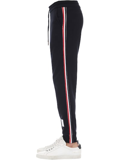 Thom Browne Cotton Sweatpants W/4 Bar Stripe In Navy