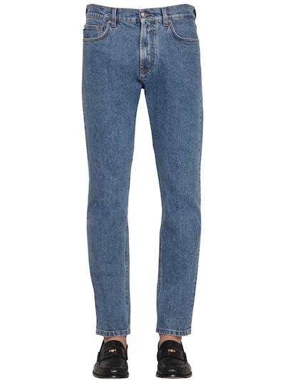Versace 18.5cm Medusa Stretch Cotton Denim Jeans In Blue