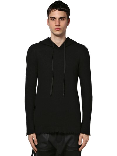 Ben Taverniti Unravel Project Hooded Cashmere Knit Sweater In Black
