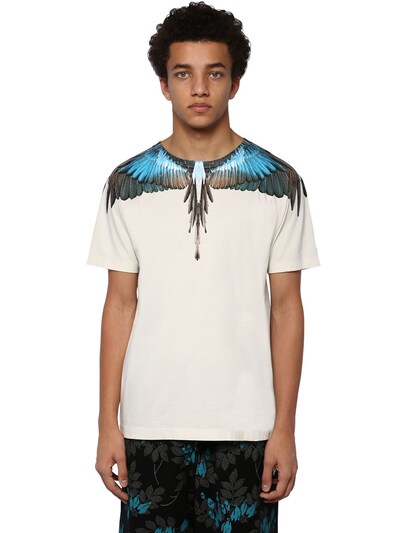 MARCELO BURLON COUNTY OF MILAN PRINTED WINGS COTTON JERSEY T-SHIRT,70ILF9002-NDG4OA2