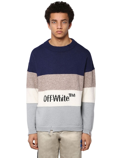 OFF-WHITE DESTROYED WOOL BLEND KNIT jumper,70ILFA032-MZAXMA2