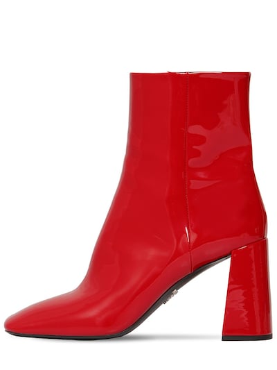 red leather patent boots
