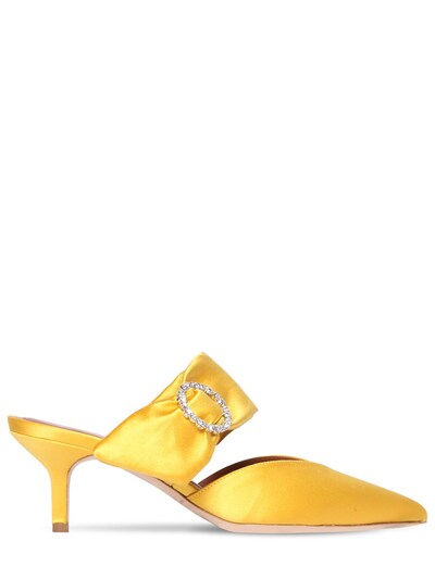 Malone Souliers 45mm Maite Embellished Satin Mules In Yellow