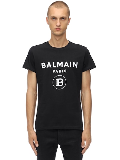 BALMAIN 植绒纯棉平纹针织T恤,70IM09006-MFBB0