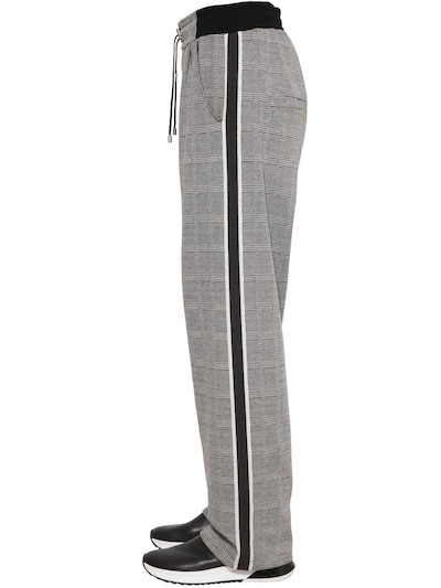 Balmain Cotton Blend Jersey Sweatpants W/ Bands In Grey