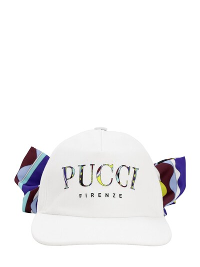 Emilio Pucci Printed Logo Baseball Hat In Bianco