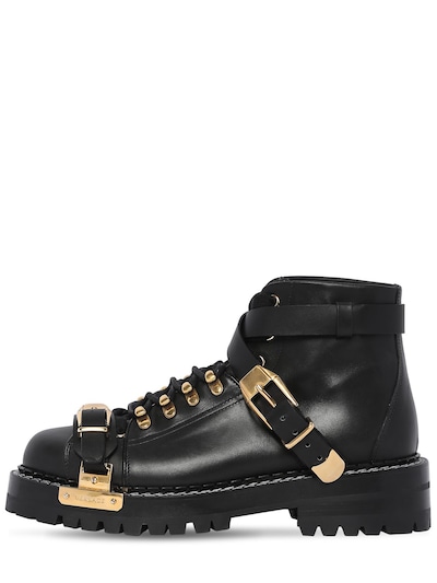 Versace 25mm Biker Leather Ankle Boots In Black