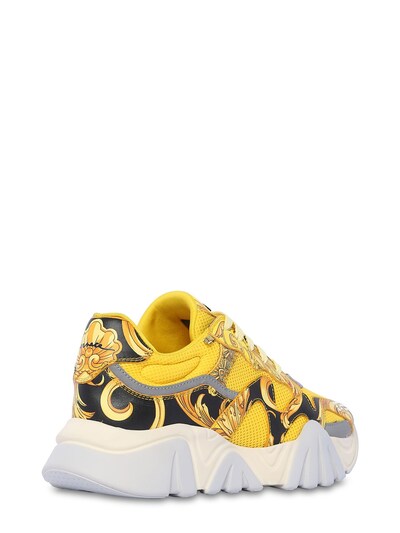 Versace Squalo Sneakers In Yellow Printed Polyester | ModeSens