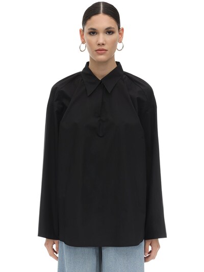 Mm6 Maison Margiela Oversize Cotton Poplin Shirt In Black