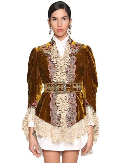 ETRO EMBROIDERED VELVET & LACE JACKET,70IM9L024-MDCWMA2