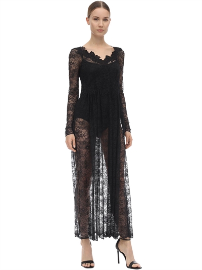 long sleeve lace midi dress