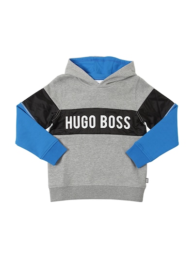 Hugo Boss - Logo cotton blend sweatshirt hoodie - Grey | Luisaviaroma