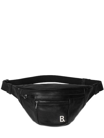Balenciaga Leather Belt Bag W/metal Logo Detail In Black