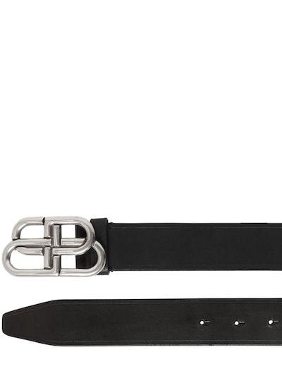 Shop Balenciaga 3.5cm Bb Buckle Leather Belt In Black