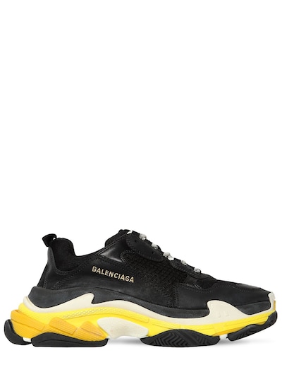 BALENCIAGA "TRIPLE S"麂皮，皮革&网眼运动鞋,70IOFY011-MTA4NW2