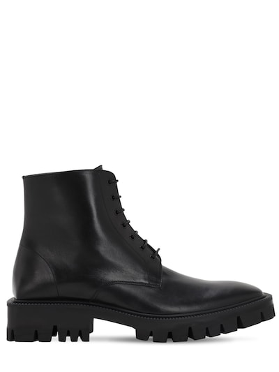 Balenciaga Outdoor Rim Leather Combat Boots In Black | ModeSens