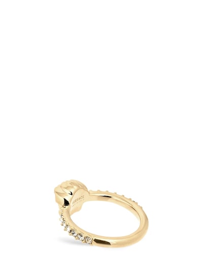 Shop Versace Medusa Crystal Thin Ring In Gold,crystal