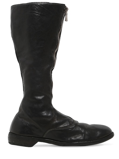 Guidi 20mm 410 Zip-up Leather Army Boots In Black
