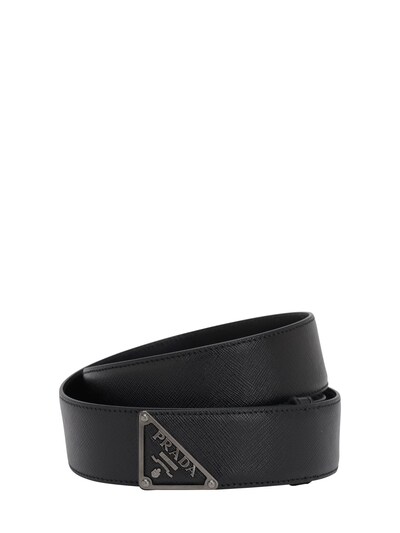 prada triangle logo belt