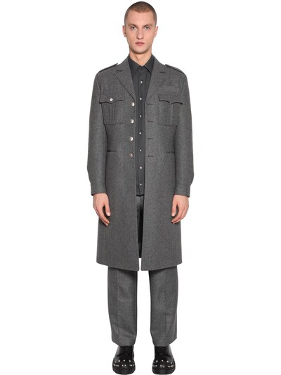 Prada Loden Army Coat W/military Pockets In Grey