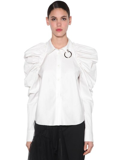 Act N°1 金属环细节棉府绸衬衫 In White