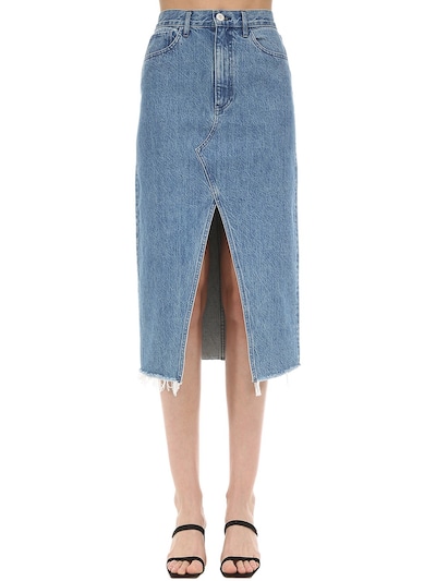 3X1 ELIZABELLA COTTON DENIM MIDI SKIRT,70IRTM003-QU1JUKE1