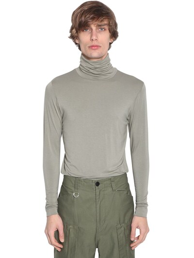 AMBUSH EMBROIDERED RAYON TURTLE NECK LS T-SHIRT,70IS3S009-S0HBSW2
