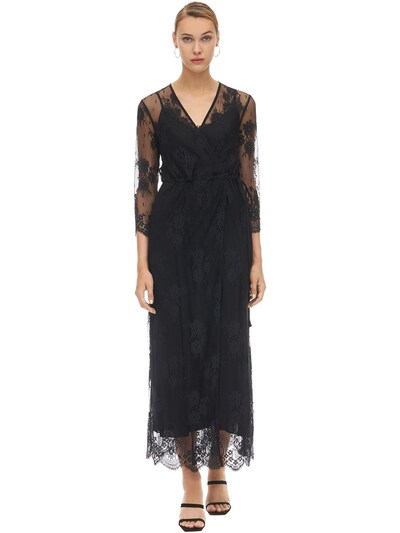 black lace midi dress