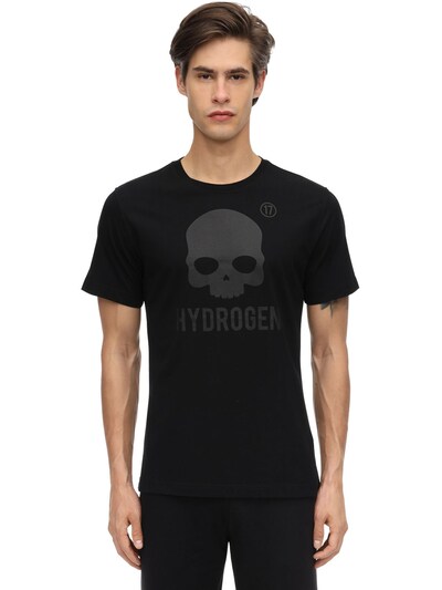 HYDROGEN ICON SKULL COTTON JERSEY T-SHIRT,70IVSQ006-MDA30