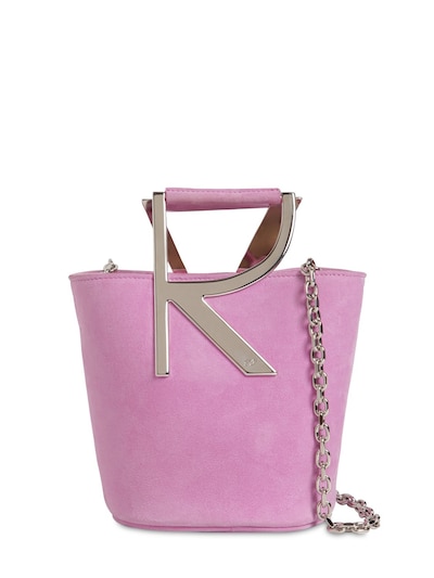 Roger Vivier Rv Suede Bucket Bag In Pink