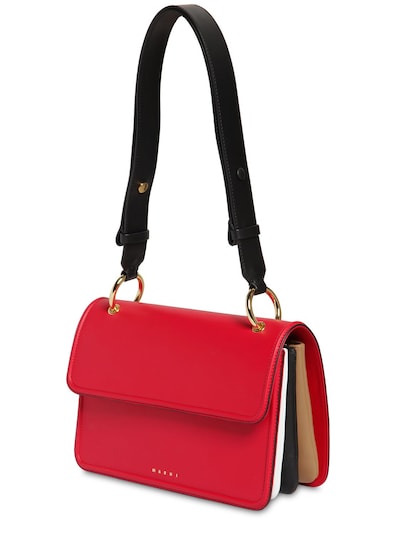 Marni Medium Beat Leather Shoulder Bag In Red,multi