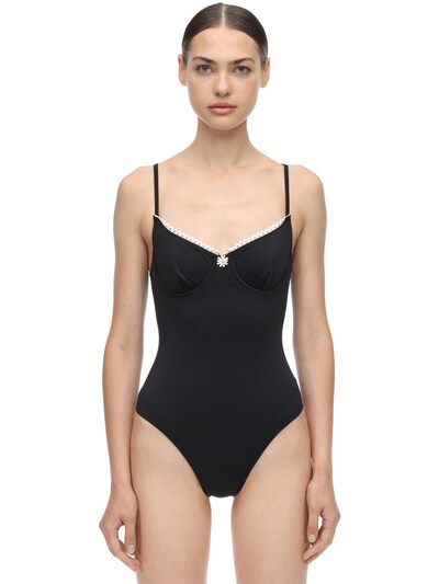 solid and striped black one piece