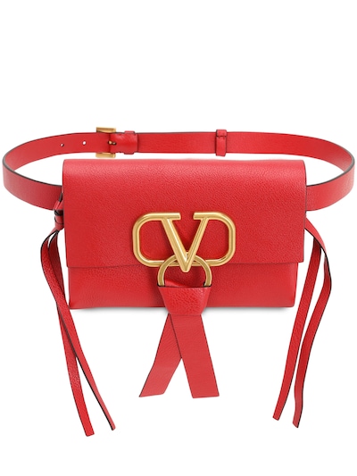 VALENTINO - V RING SMOOTH LEATHER BELT BAG - Rouge Pure