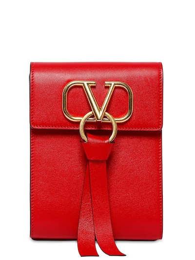 Valentino Garavani Mini Vring Ribbon Leather Backpack In Rouge Pure