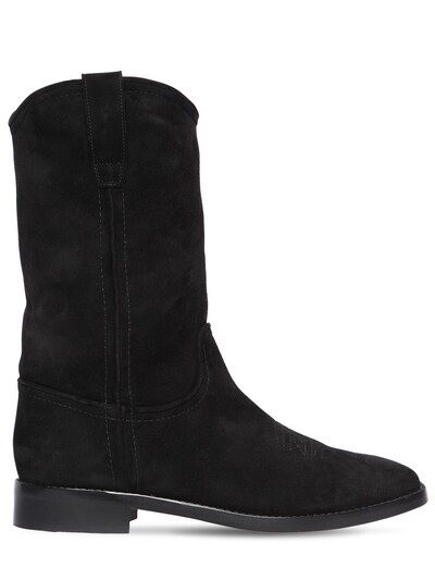 Alberta Ferretti 20mm Suede Ankle Boots In Black