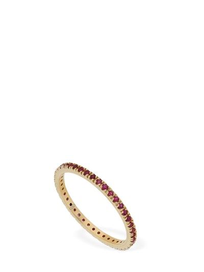 Vanzi Annagreta Thin 18kt Gold & Ruby Ring In Red,gold