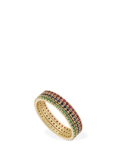 Shop Vanzi Annagreta Thin 18kt Gold & Ruby Ring In Red,gold