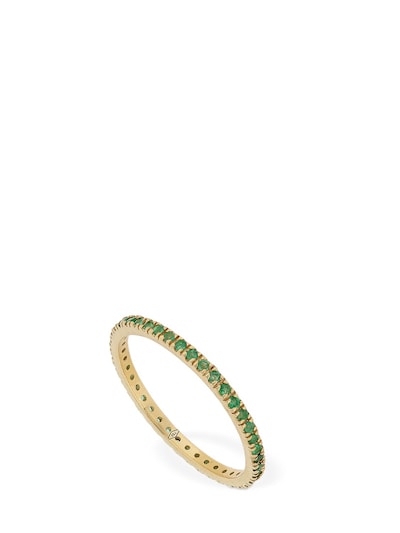 Vanzi Annagreta Thin 18kt Gold & Emerald Ring In Green,gold